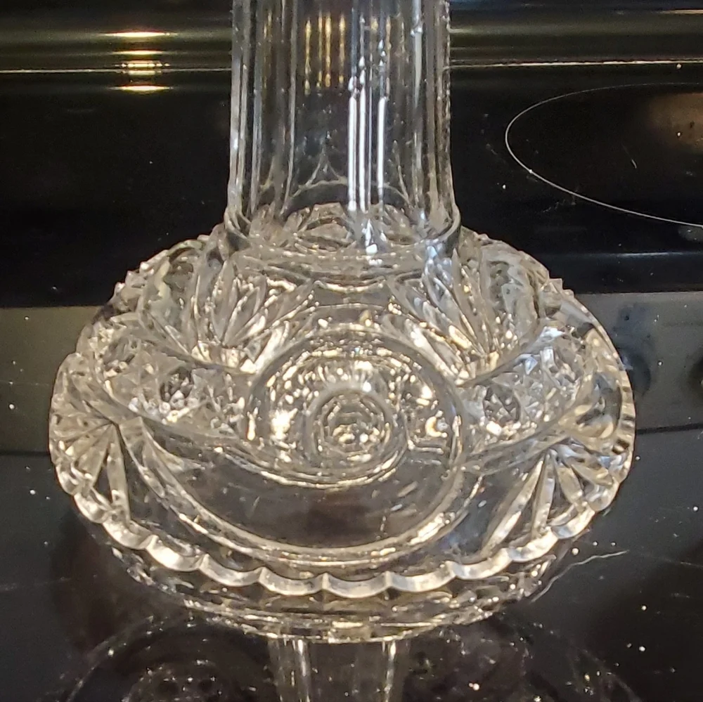 West Virginia Glass Company No. 213 AKA Scroll Cane Band Cake Stand Circa 1895
